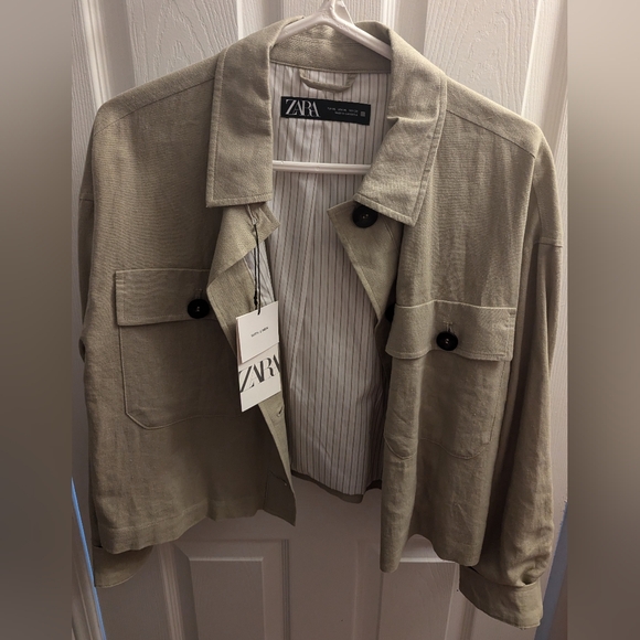 Zara Beige Linen Jacket - XL - Picture 1 of 5